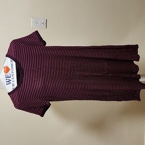Gap women XS striped knit Burgundy Short Sleeve Boat Neck dress